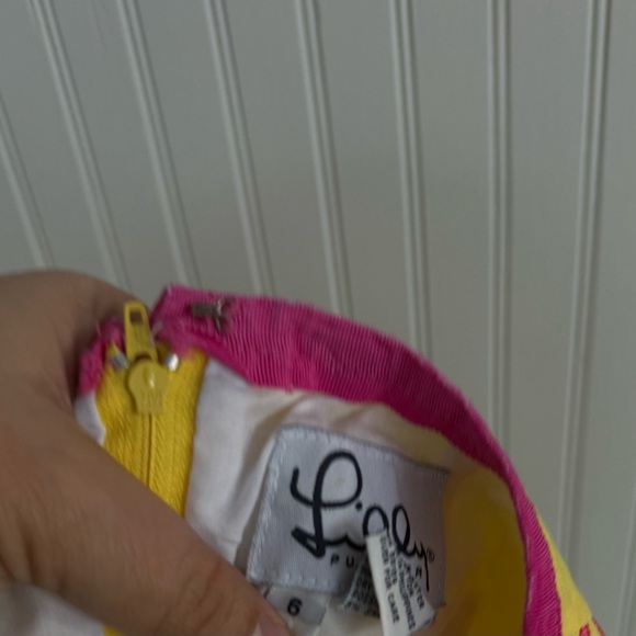 Lilly Pulitzer Vintage Skirt Size 6 yellow with Pink Embroidery - Picture 7 of 7